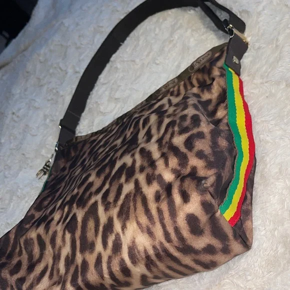 L.A.M.B. Lesportsac Rasta Stripe Leopard Print Shoulder Bag. Gwen Stefani Bag. - Picture 8 of 13